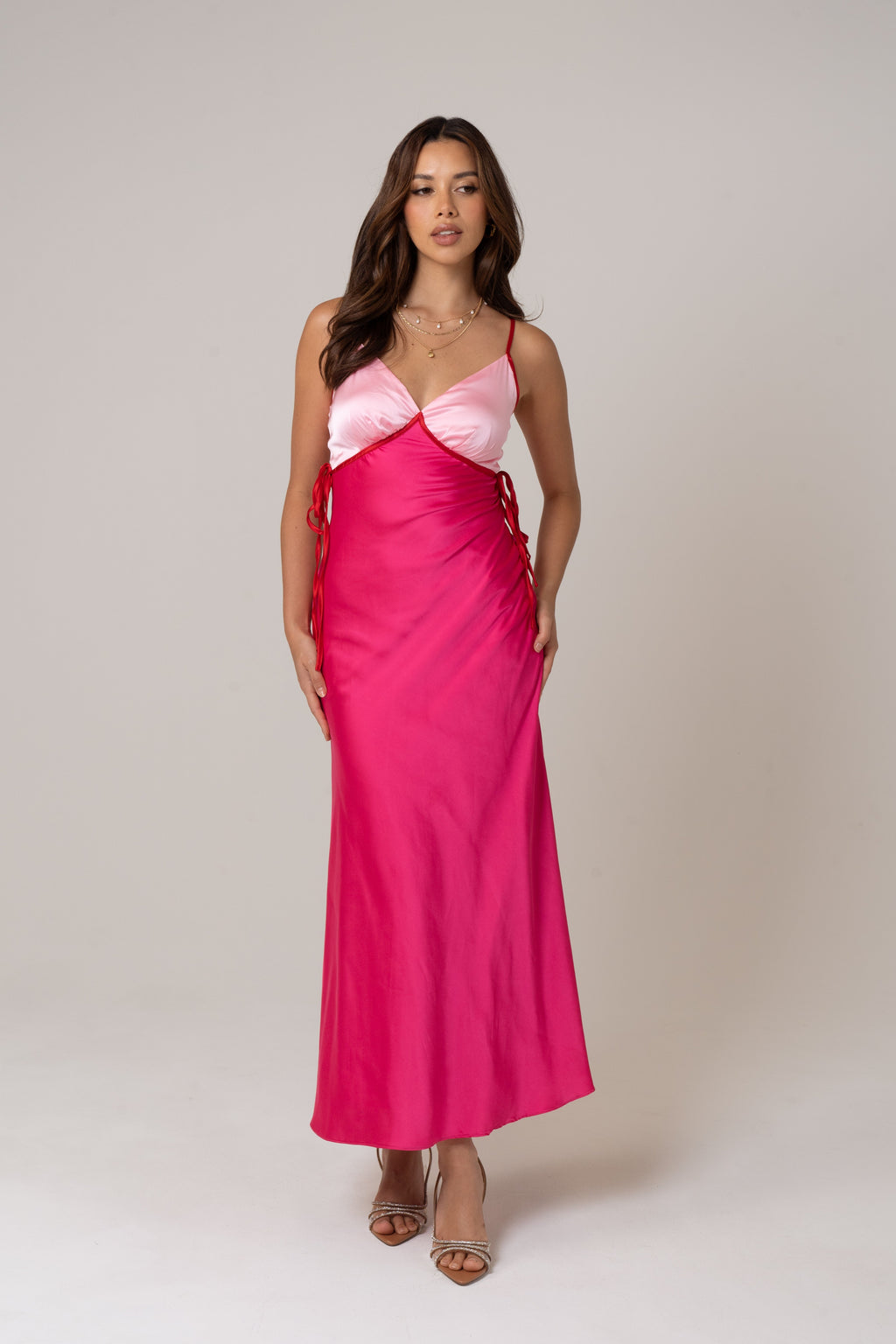 Arya Satin Slip Maxi Dress with Ties