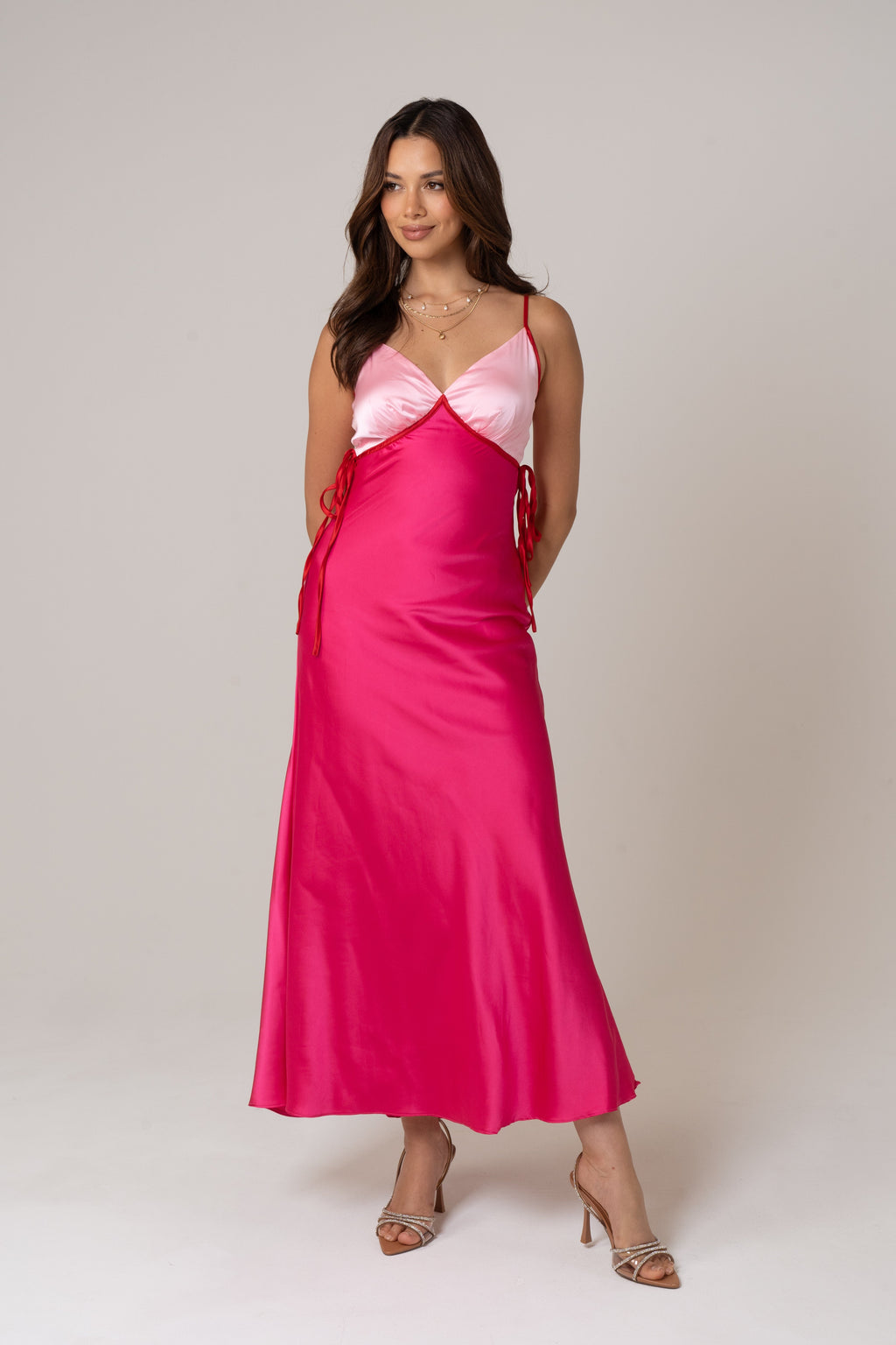 Arya Satin Slip Maxi Dress with Ties
