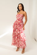 Emilia Pink Floral Tiered Maxi Dress