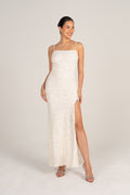 Imani Woven Sequin White Party Dress