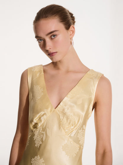 Iris Jacquard Dress in Vintage Yellow