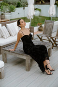 Leona Black Floral Cocktail Midi Dress