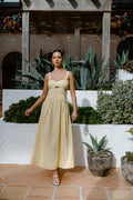 Lindsay Yellow Thick Strap Maxi Dress