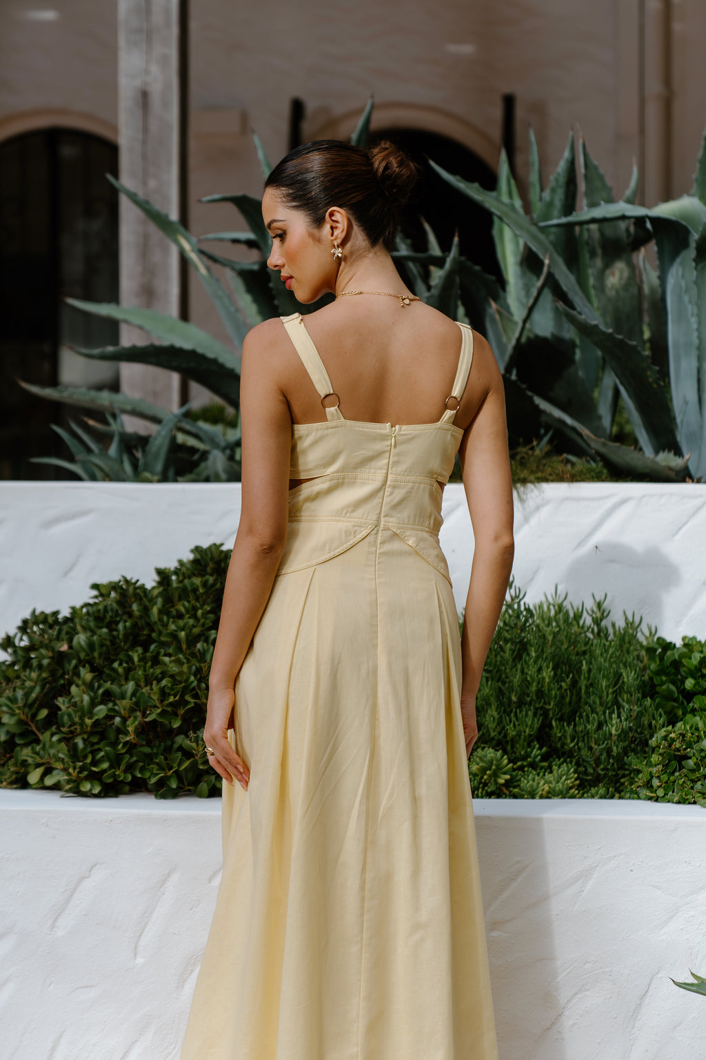 Lindsay Yellow Thick Strap Maxi Dress