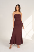 Lorraine Wine Two Piece Set - Strapless Top & Maxi Skirt
