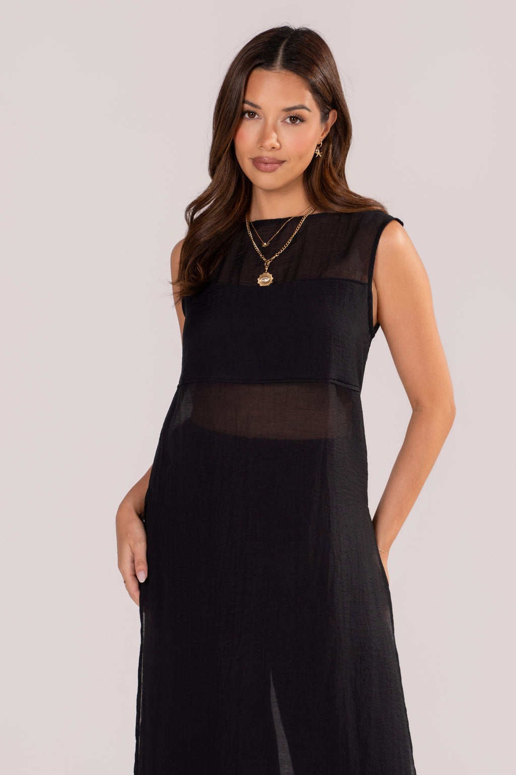 Margaux Black Sheer Tunic & Wide Leg Pant Set