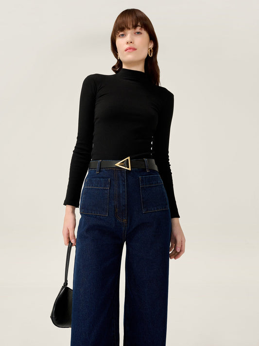 North Mock Neck Top in Black