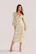 Primrose Soft Green Long Sleeve Floral Maxi Dress