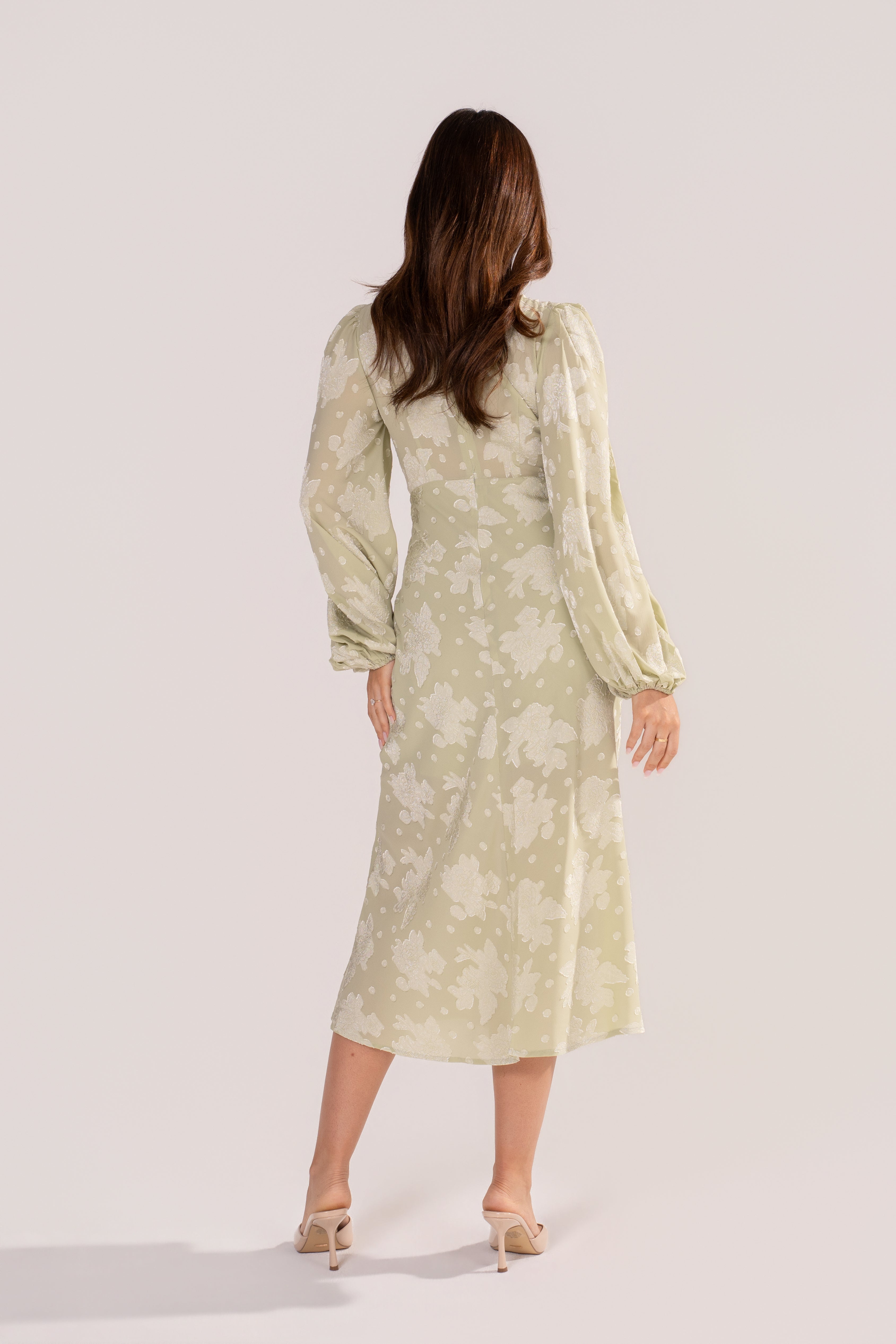 Primrose Soft Green Long Sleeve Floral Maxi Dress