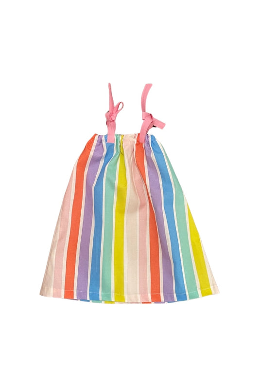 The Rainbow Striped Girls Peasant Dress