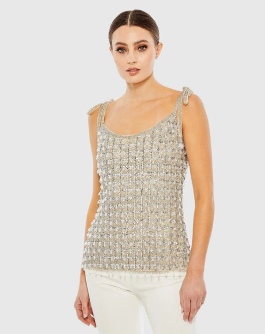 Crystal Embellished Soft Tie Cami Top - FINAL SALE
