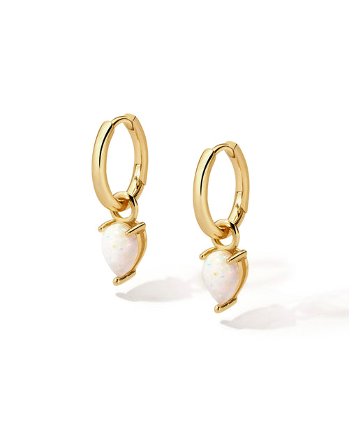 Opal Tear Drop Charm Huggies