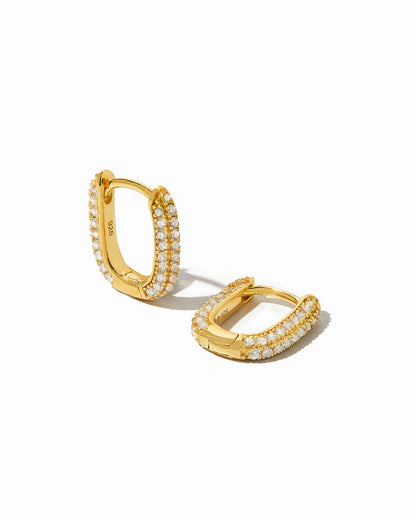 Oval Pavé Huggies