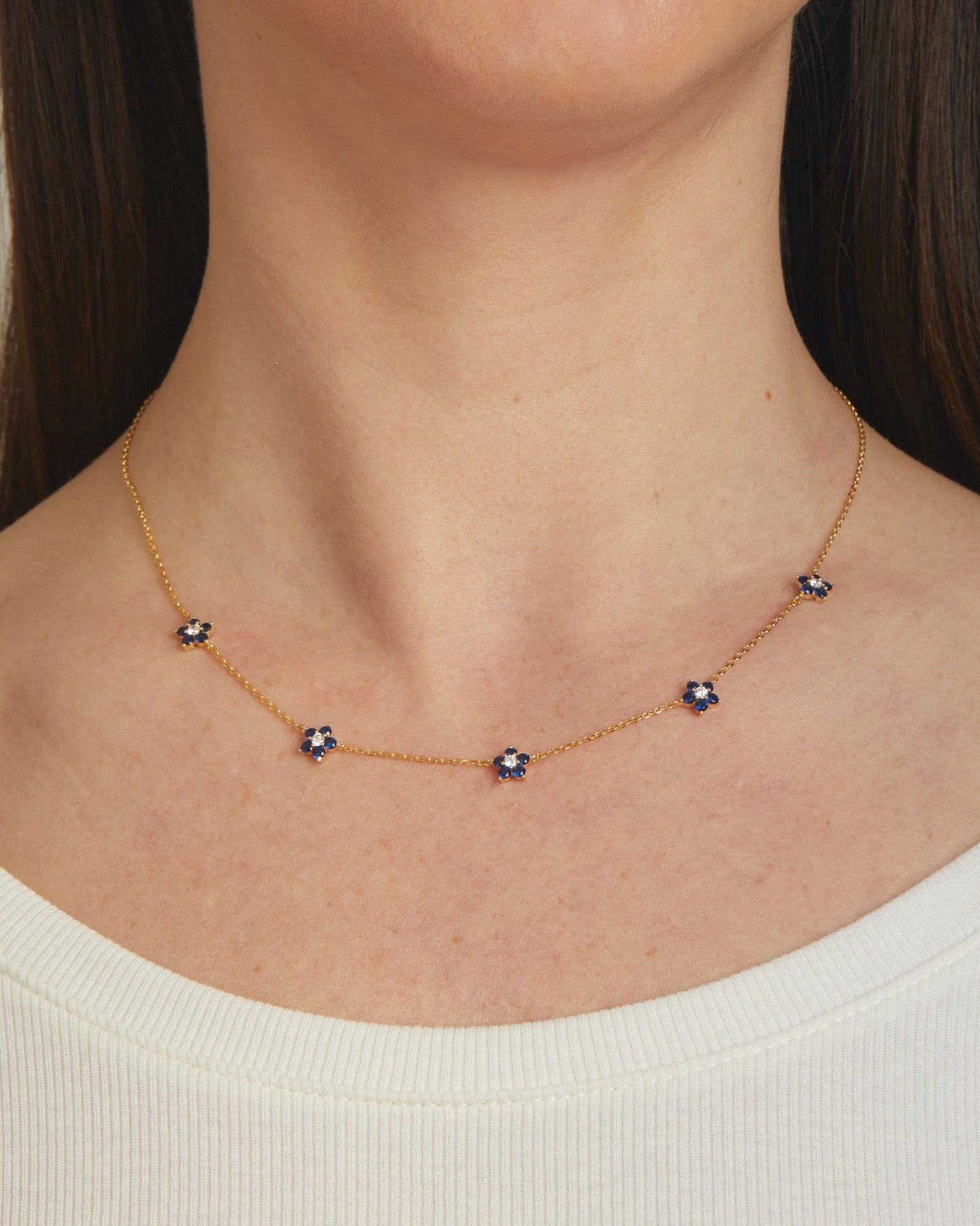 Sapphire Flower Necklace