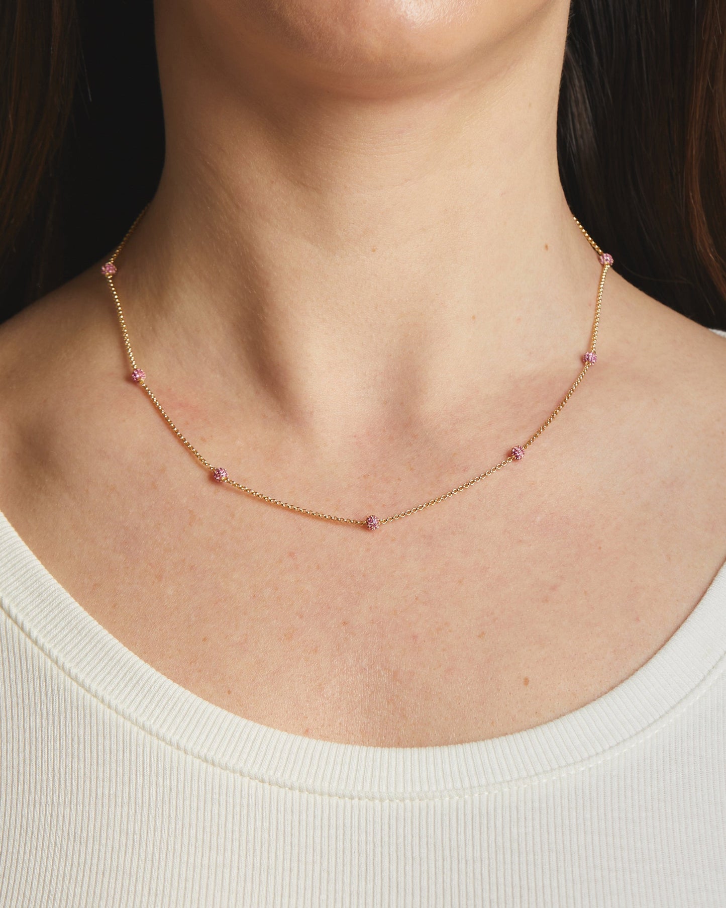 Ruby Beaded Pavé Necklace