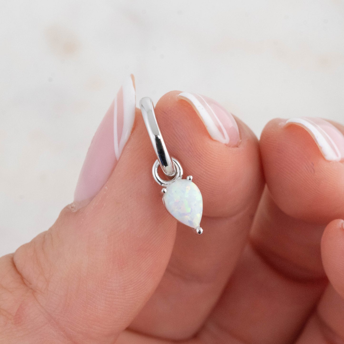 Opal Tear Drop Charm Huggies