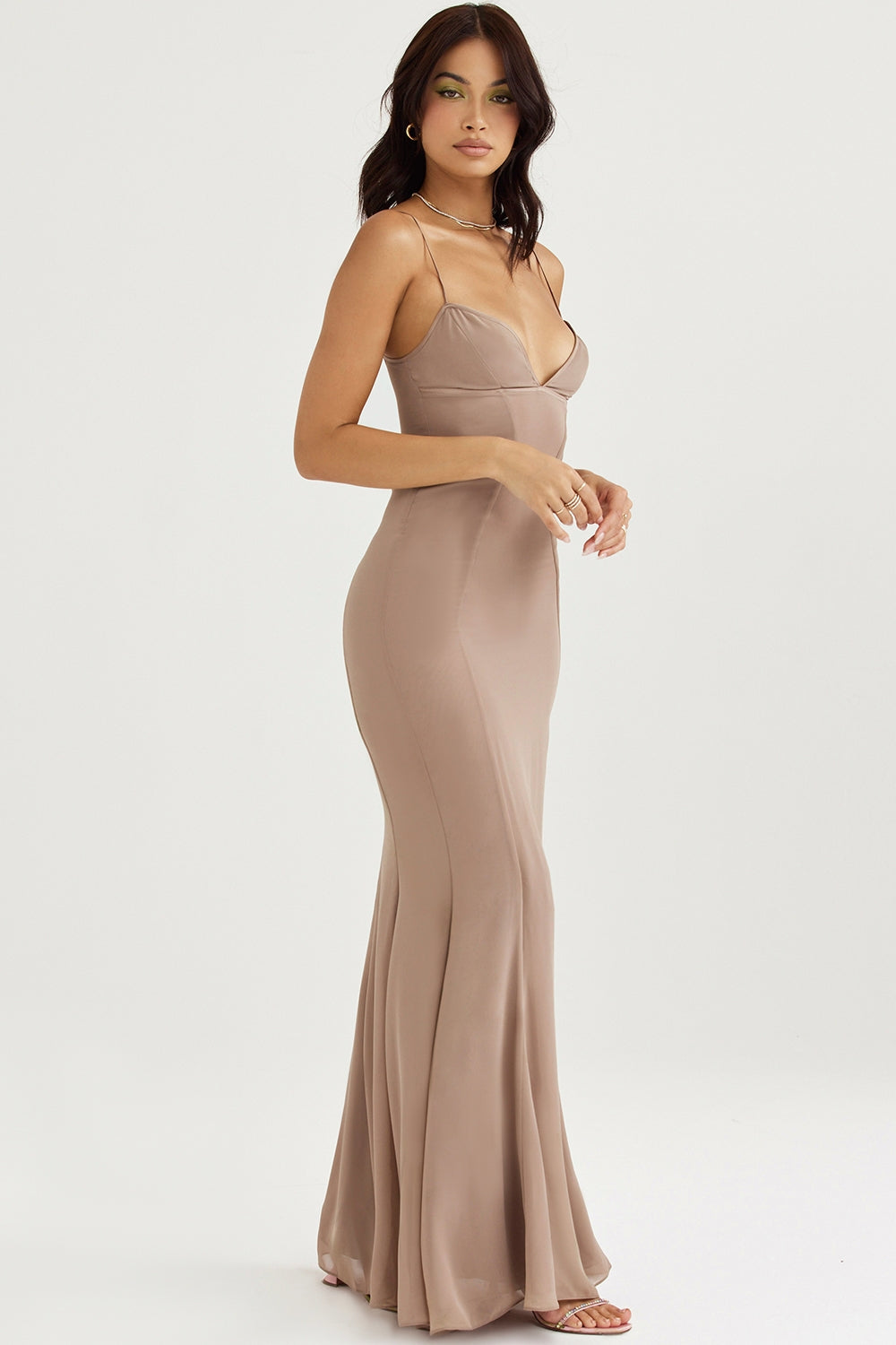 latte corset maxi dress