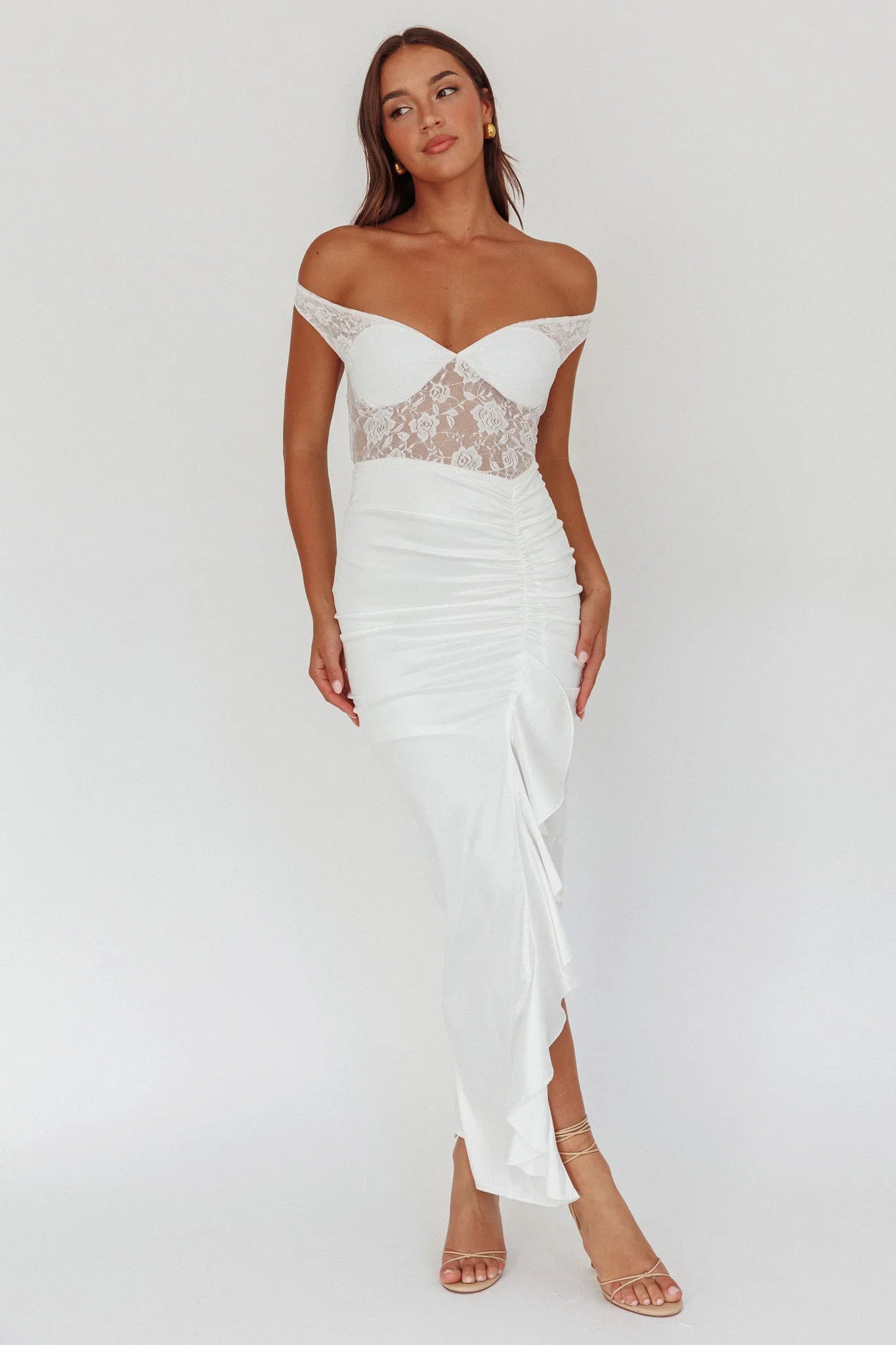 Tillie Lace Bodice Maxi Dress White