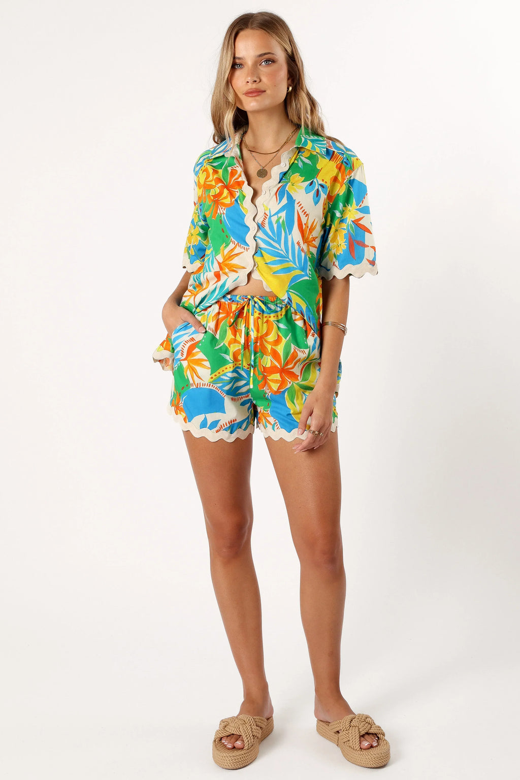 Harriet Button Down Top - Malta Print