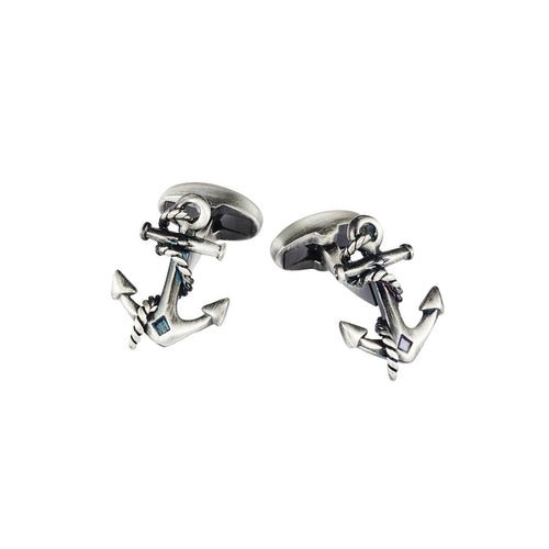 Antique Rhodium Plated Anchor Cufflinks
