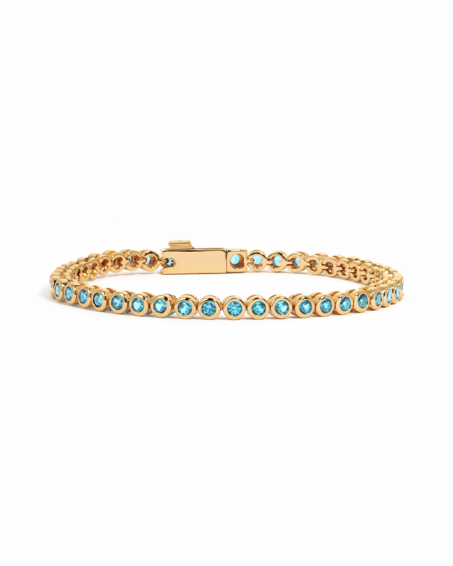 Aquamarine Bezel Tennis Bracelet