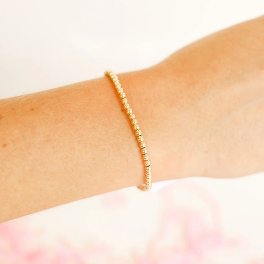 3MM Gold Beaded Bracelet: Extended 7.25 inch