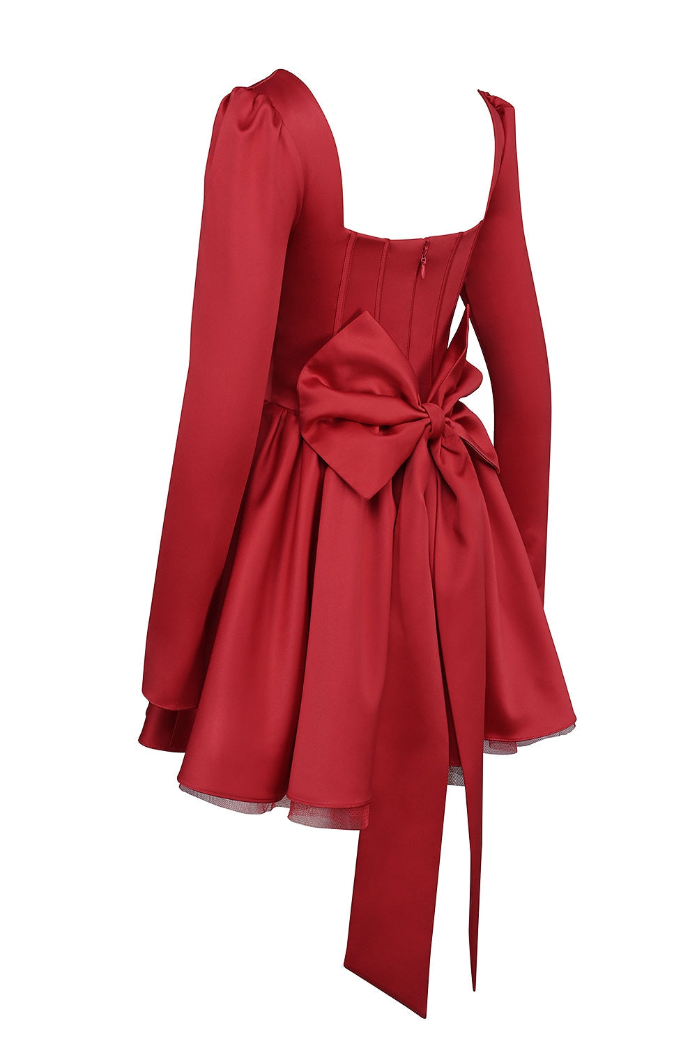 holly red removable bow tulle mini dress - sale