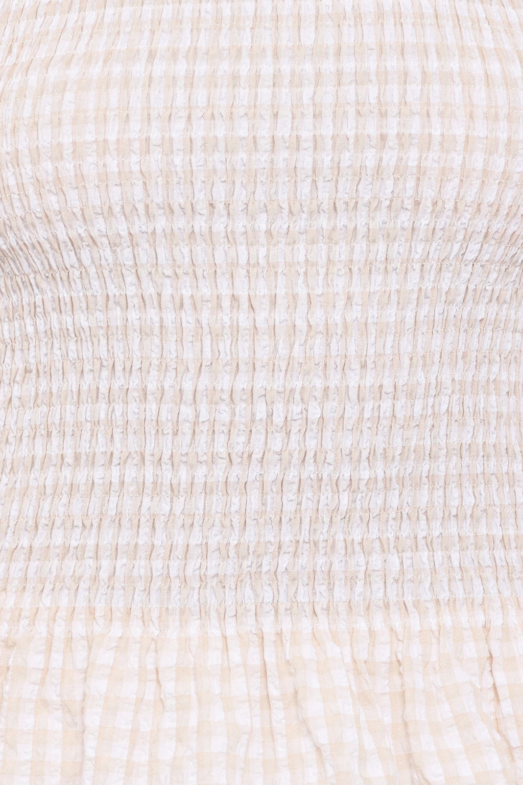 Callista Shirred Waist Top - Beige Gingham