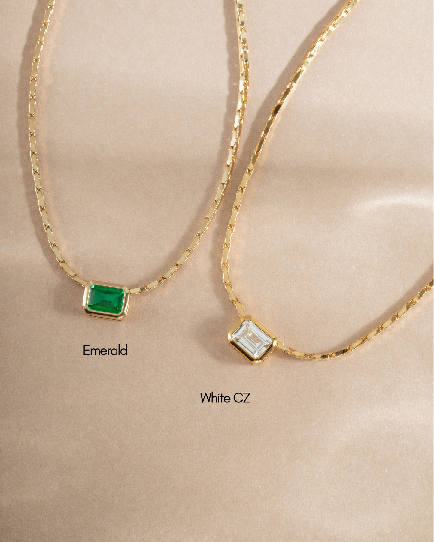 White CZ Baguette Bezel Statement Necklace