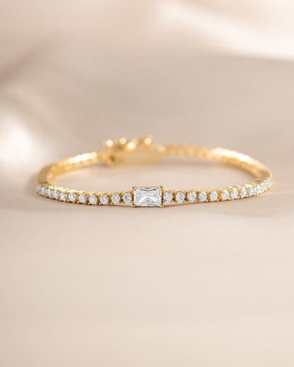 Tennis Bracelet with Baguette Charm