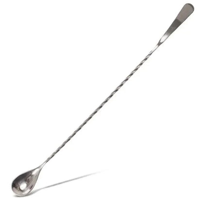Barfly Bar Spoon - 13-3/16-in - Stainless Steel upright on white silo background.