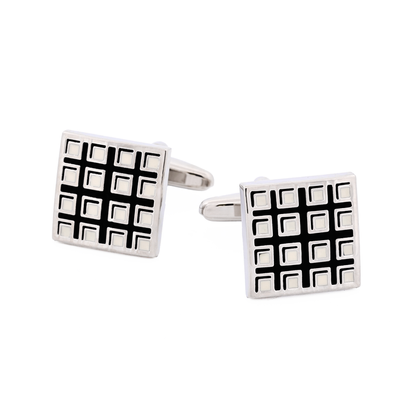 Black & White Checked Enamel Cufflinks