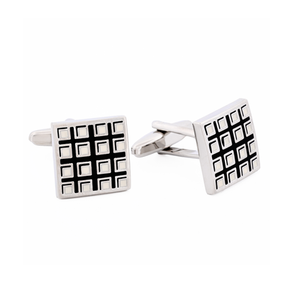 Black & White Checked Enamel Cufflinks