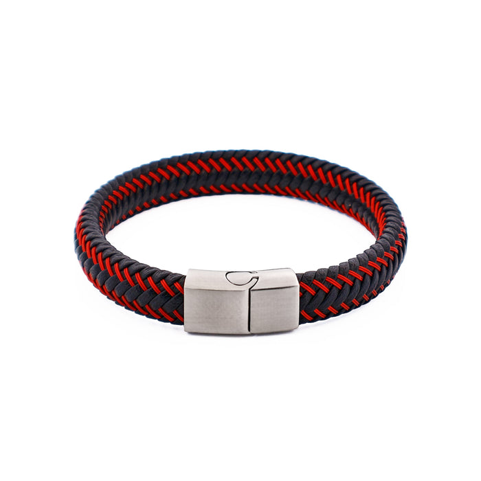 Black/Red Leather Bracelet