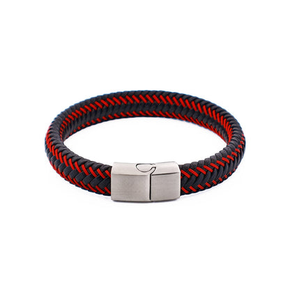 Black/Red Leather Bracelet