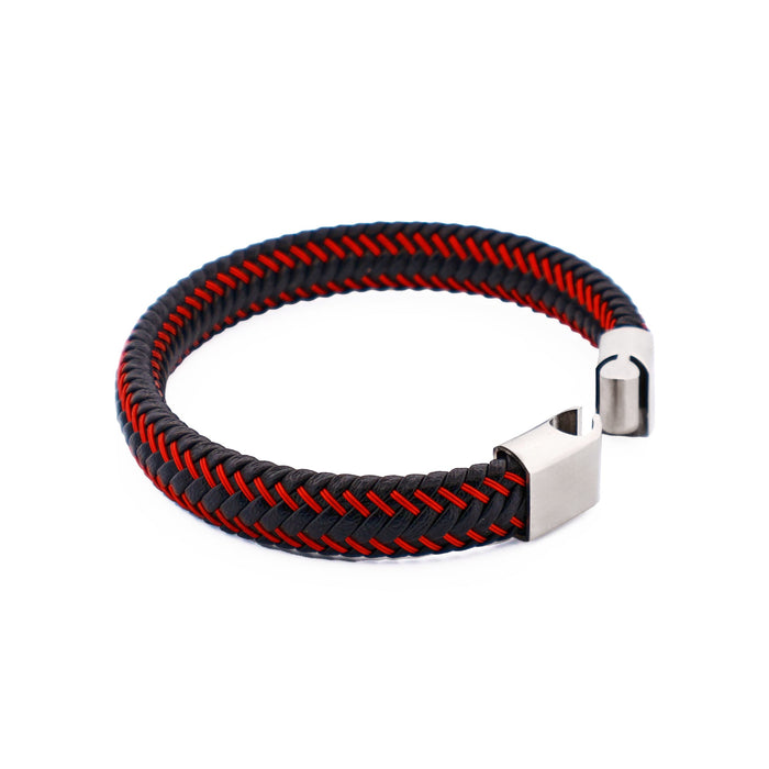 Black/Red Leather Bracelet