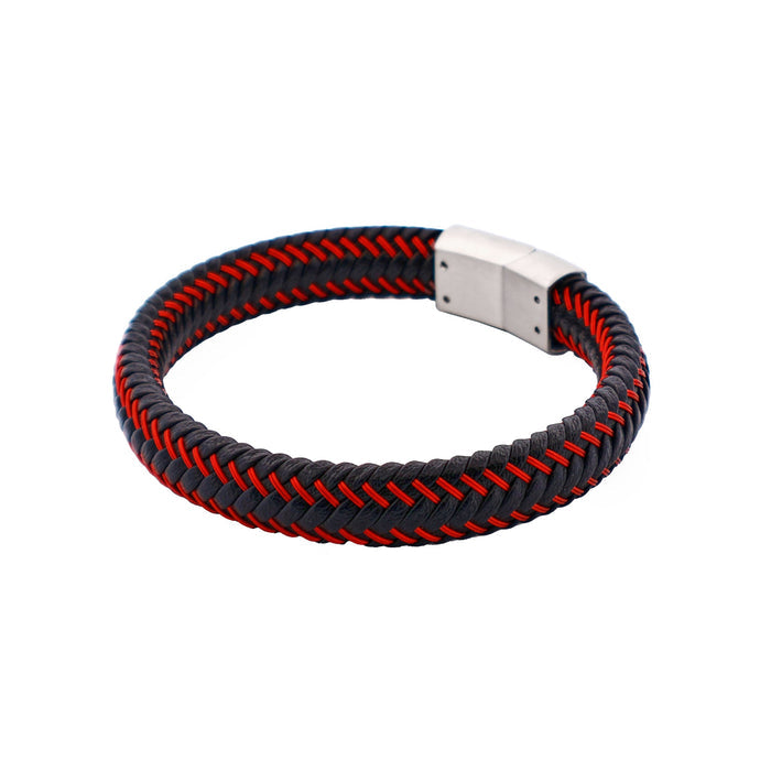 Black/Red Leather Bracelet
