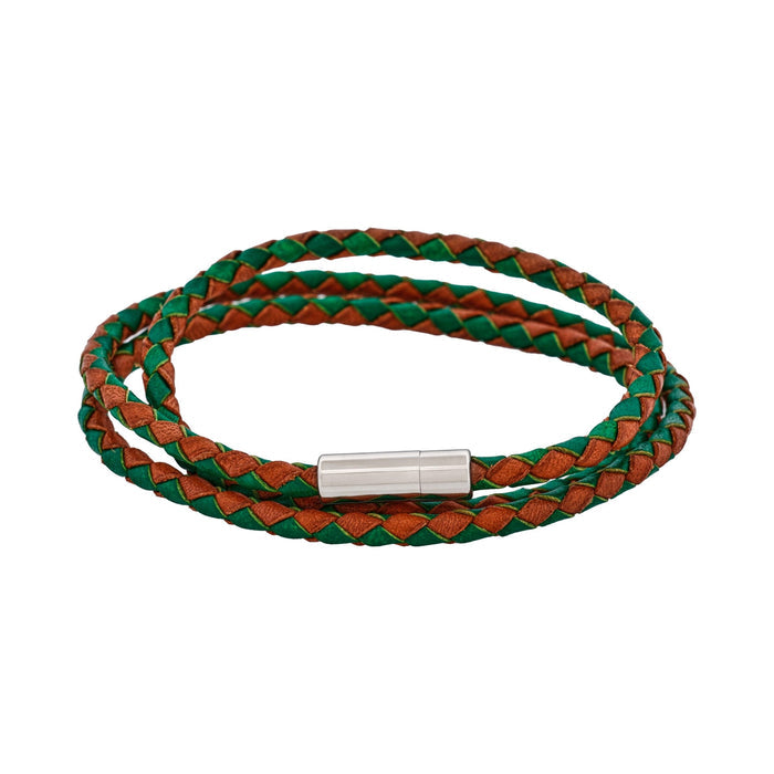 Brown/Green Leather Bracelet