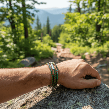 Brown/Green Leather Bracelet