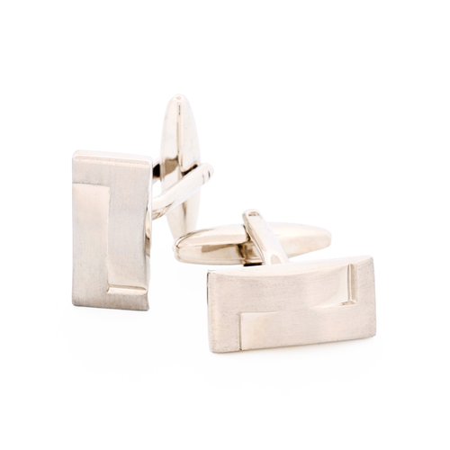 Brush Rhodium Plated Cufflinks