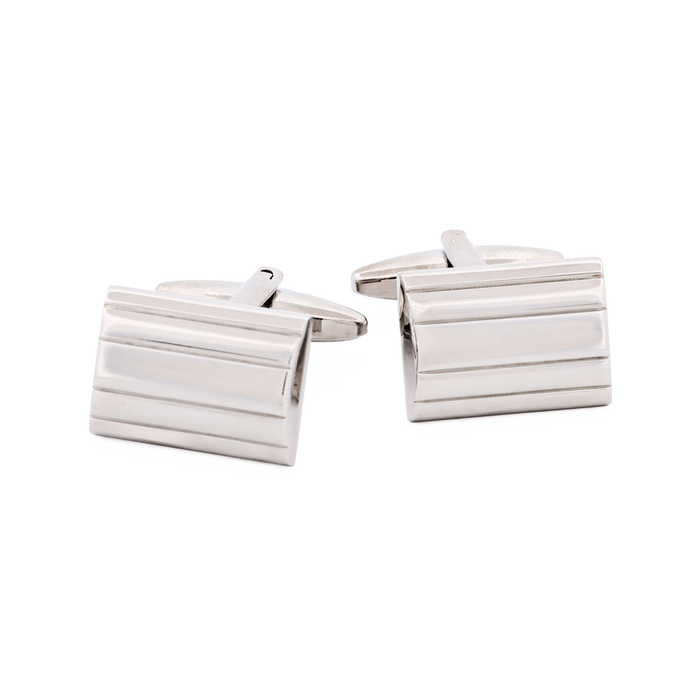 Brush Rhodium Plated Cufflinks