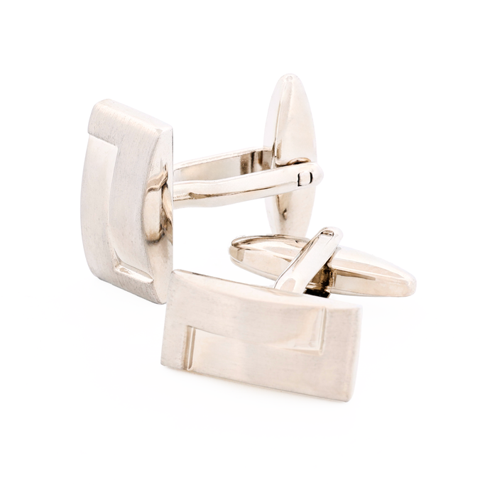 Brush Rhodium Plated Cufflinks