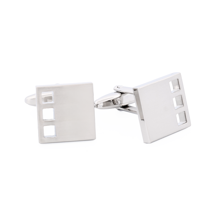 Brush Rhodium Plated Cufflinks