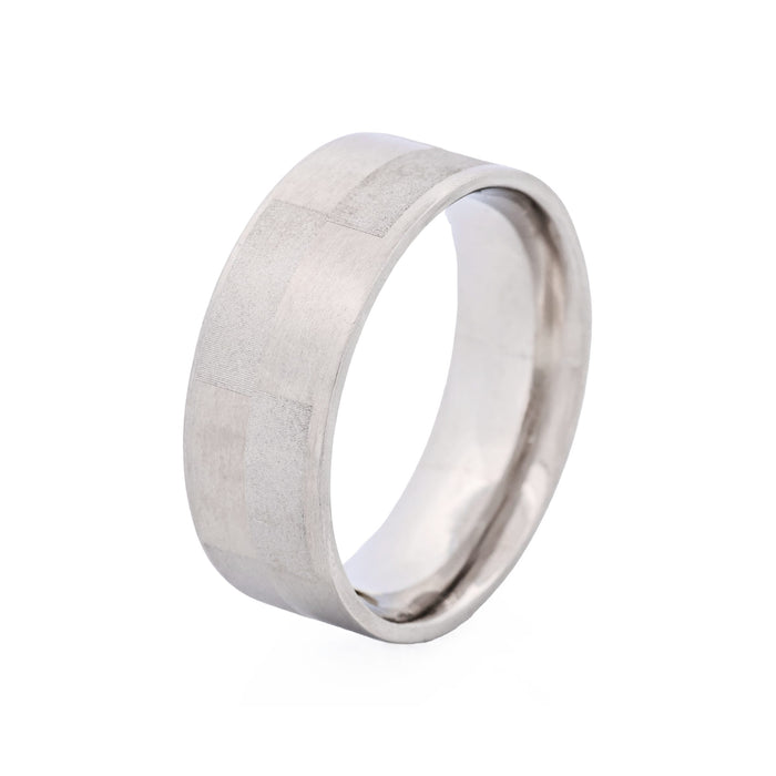 Brushed & Frosted Brick Pattern Stainless Steel Ring