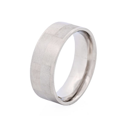 Brushed & Frosted Brick Pattern Stainless Steel Ring