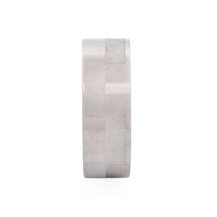 Brushed & Frosted Brick Pattern Stainless Steel Ring