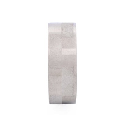 Brushed & Frosted Brick Pattern Stainless Steel Ring