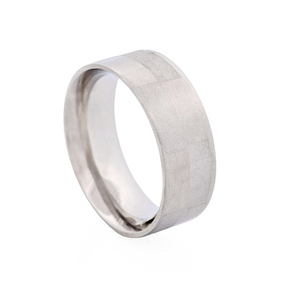 Brushed & Frosted Brick Pattern Stainless Steel Ring