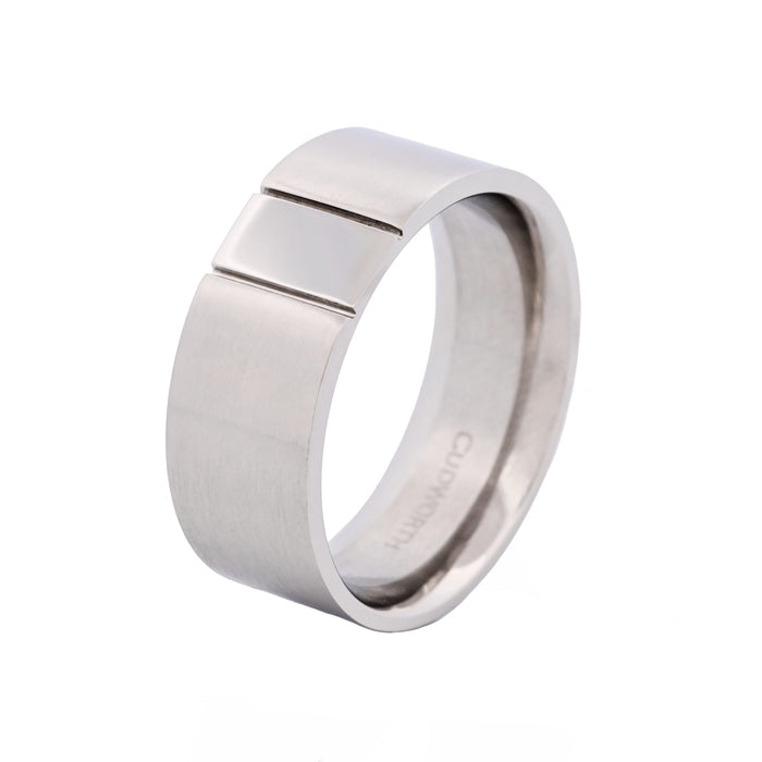Brushed & Polished Centre Stainless Steel Ring