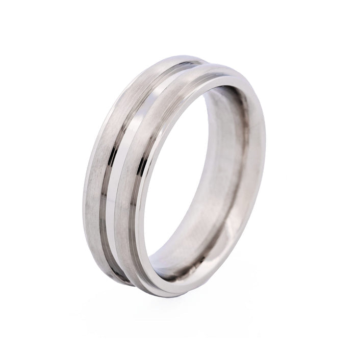 Brushed & Polished centre Stainless Steel Ring